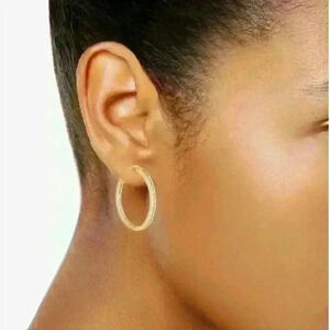 And Now This Medium Crystal Inside Out Medium Hoop In Gold Plate Earrings New